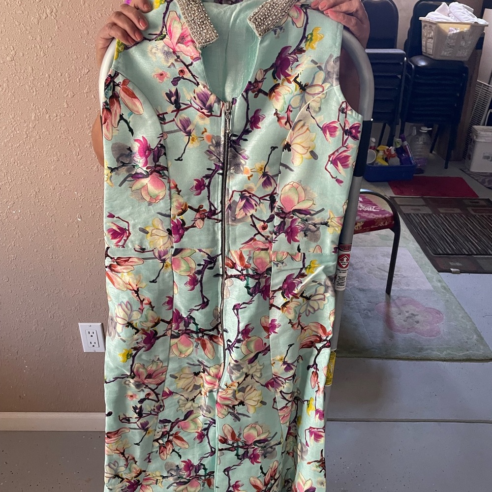 Baby blue floral Indian dress